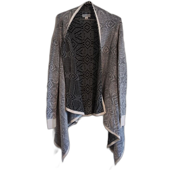 AVA & VIV Women’s X Open Cardigan Waterfall Black Gray White - Picture 1 of 6